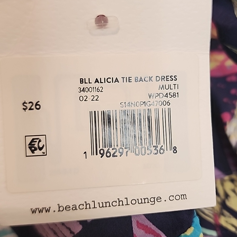 BEACHLUNCHLOUNGE NWT navy, gold, pink Tropical Floral Print Ruffled Elastic Back - Picture 3 of 9